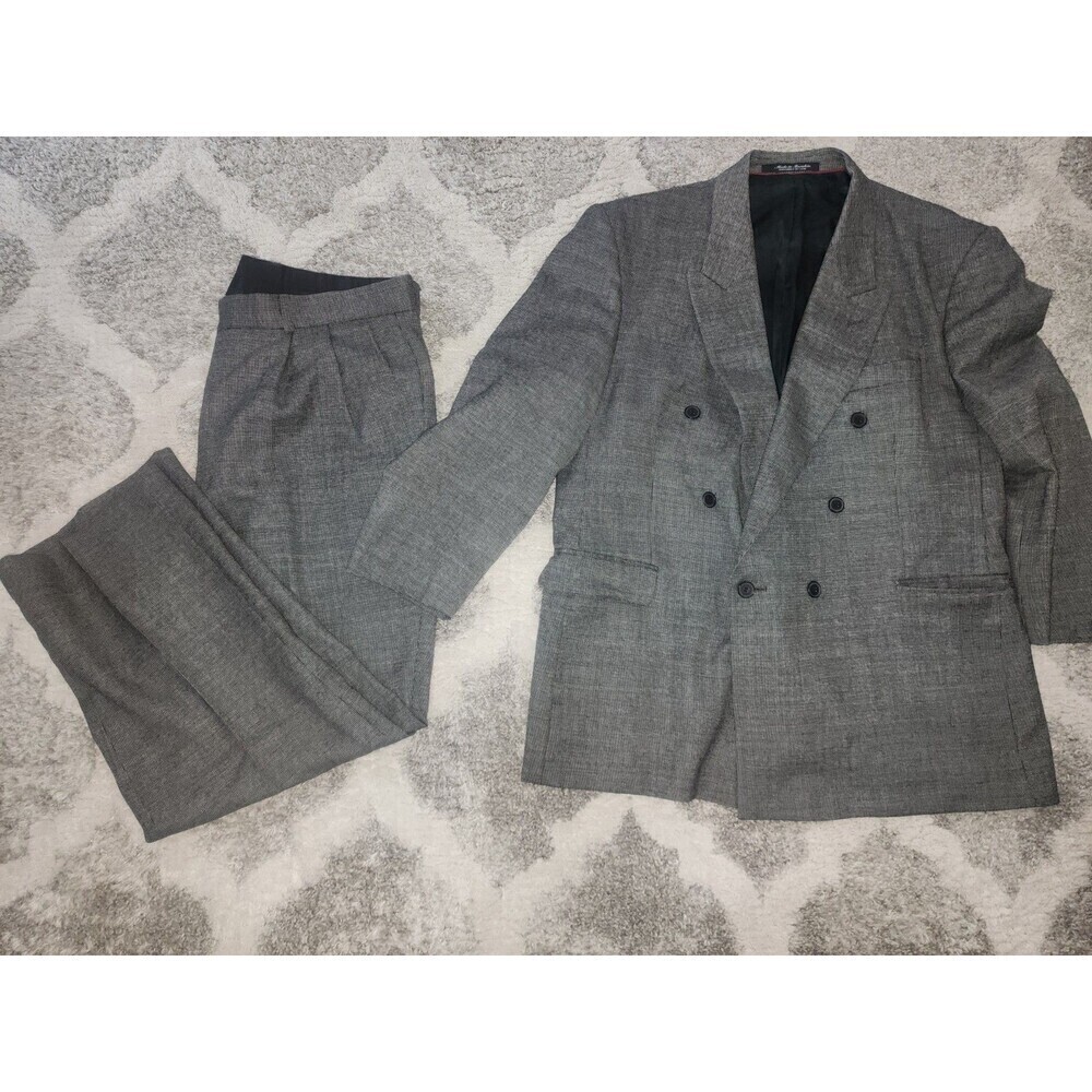 J.D. CHRISTOPHER LONDON New York Suit Gray  100% PUREWool BLAZER 46R PANTS 40x28